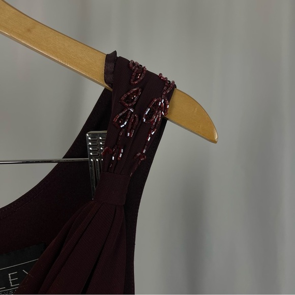 Alex Evenings Size 16 Beaded Faux Wrap Burgundy Maxi Mother Of The Bride - Picture 6 of 10